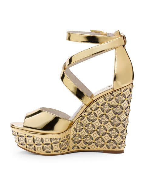 michael kors wedges gold|michael kors wedges on sale.